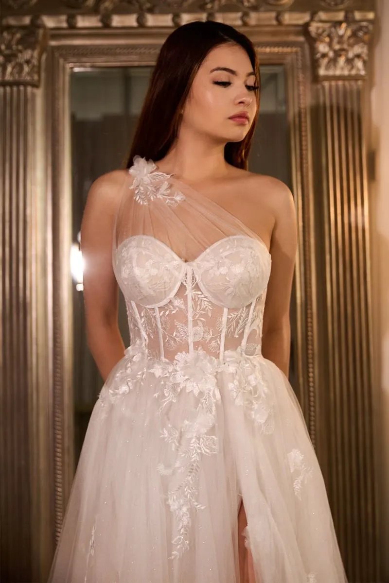 One Shoulder A-Line Bridal Gown by Tux-USA
