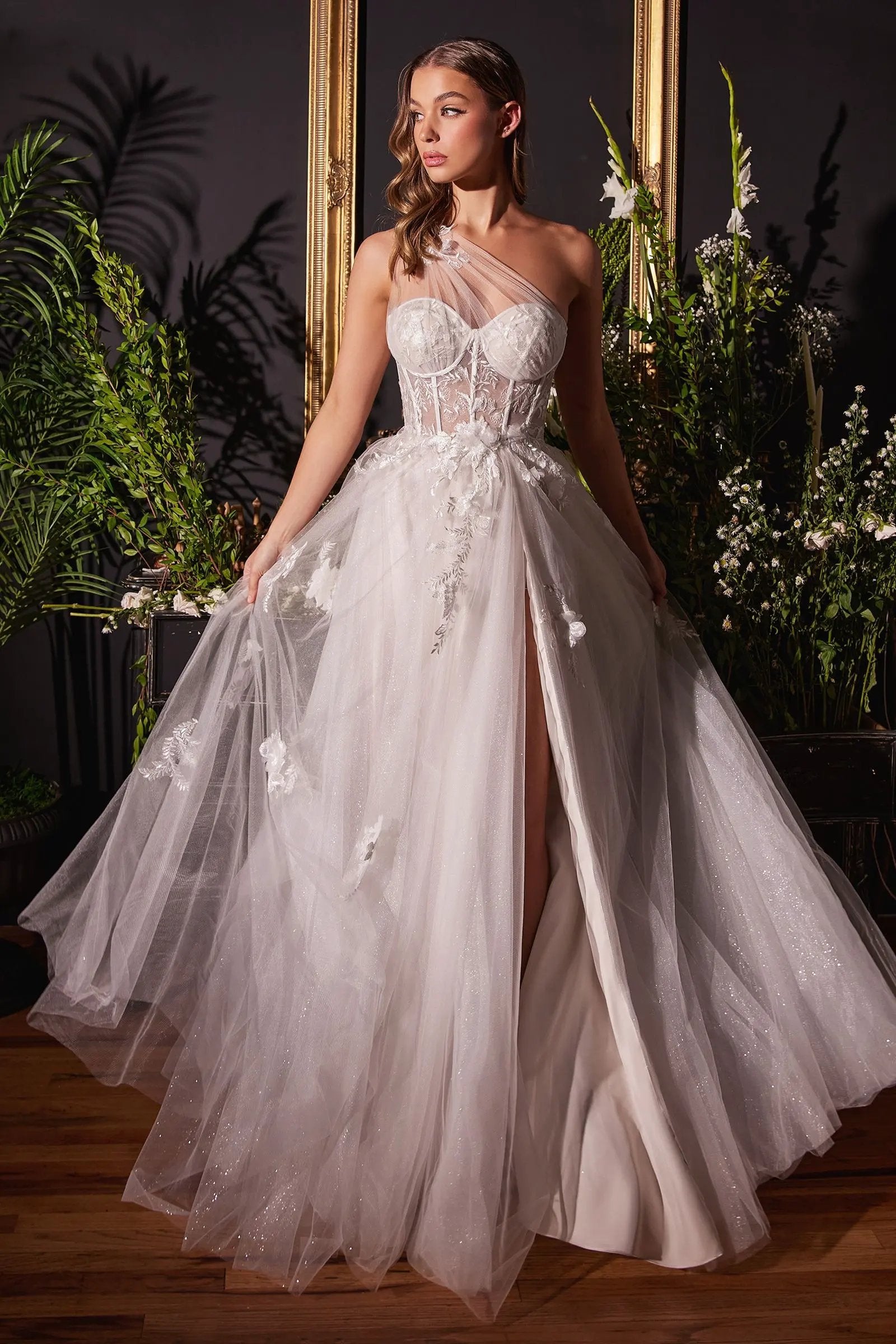 One Shoulder A-Line Bridal Gown by Tux-USA