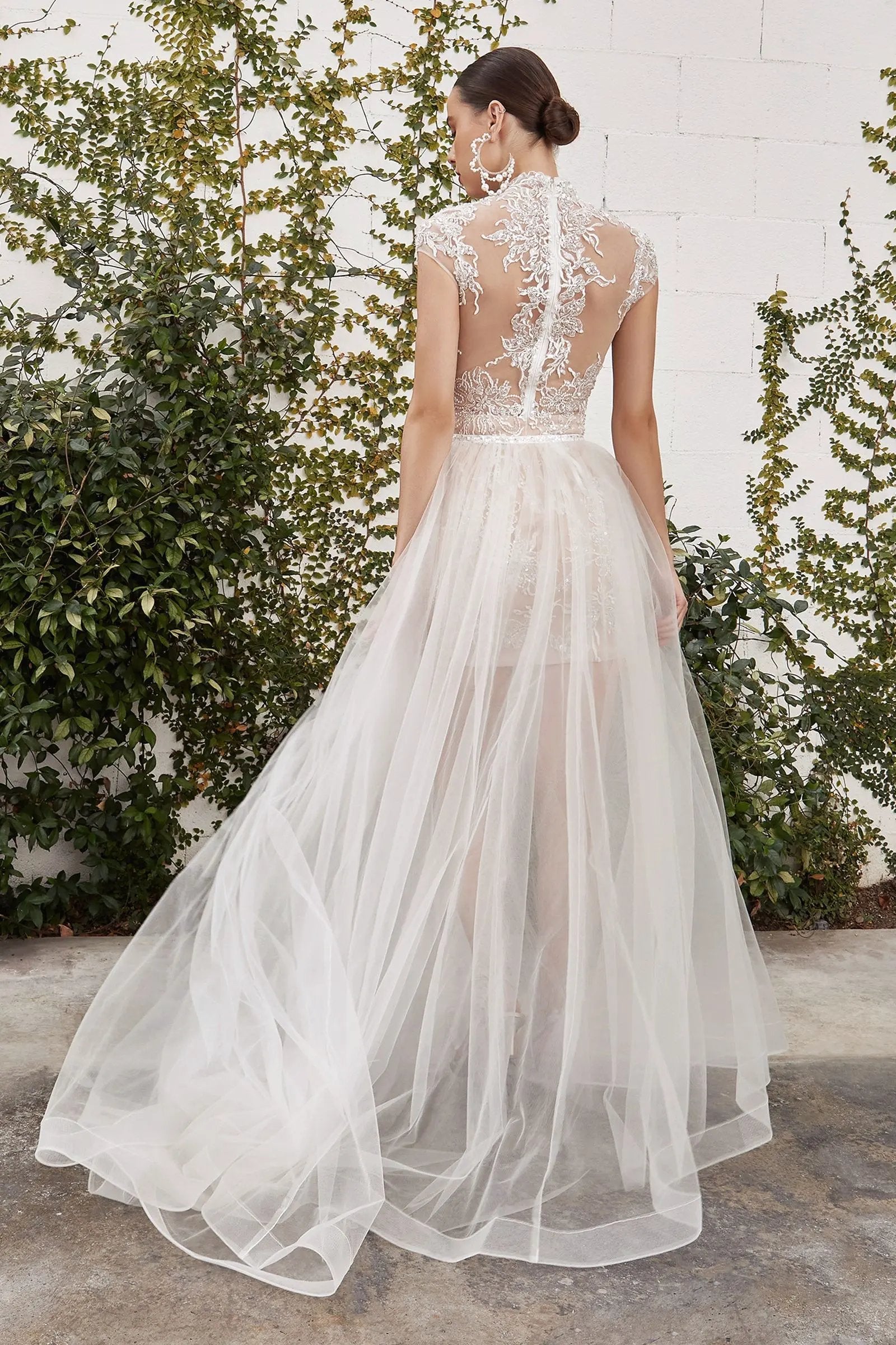 Evangeline Two-Way Lace Bridal Gown with Detachable Tulle Overskirt by Tux-USA