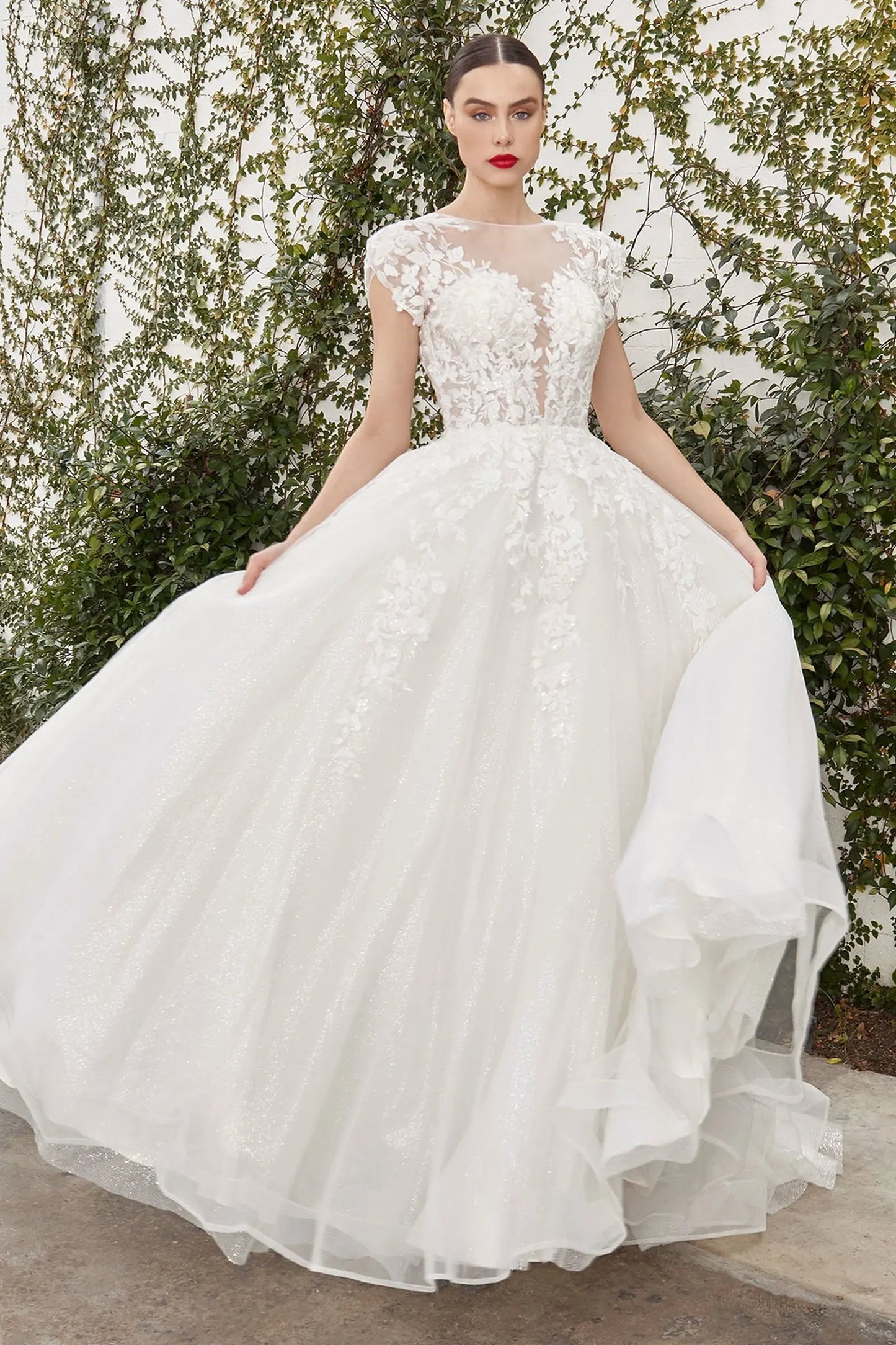 Catherine Cap Sleeve Lace Ball Gown by Tux-USA