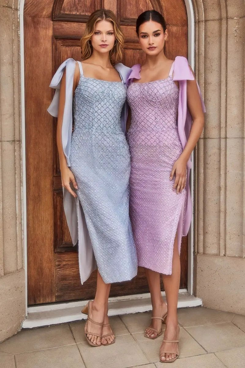 Embellished Cocktail Dress With Tie Straps by Tux-USA