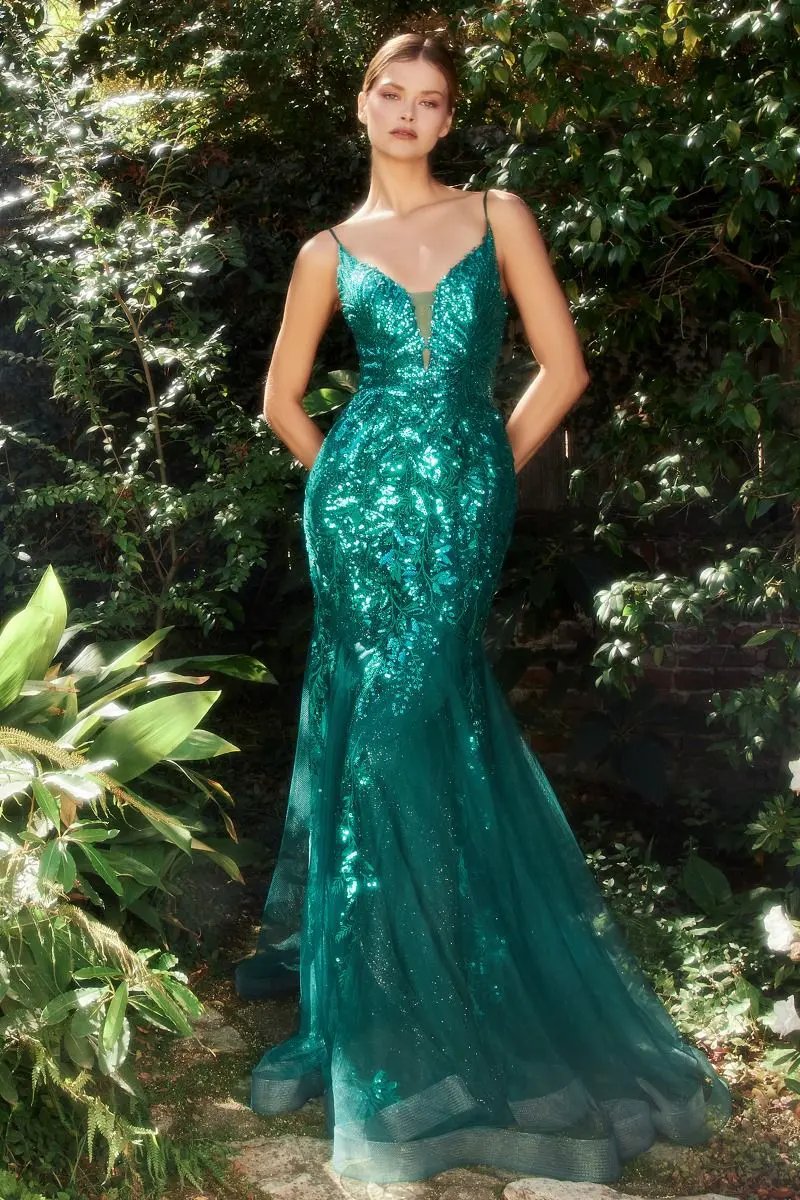 Fitted Mermaid Gown With Beaded Lace Applique by Tux-USA