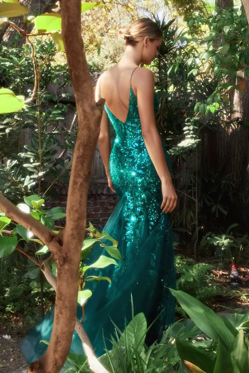 Fitted Mermaid Gown With Beaded Lace Applique by Tux-USA