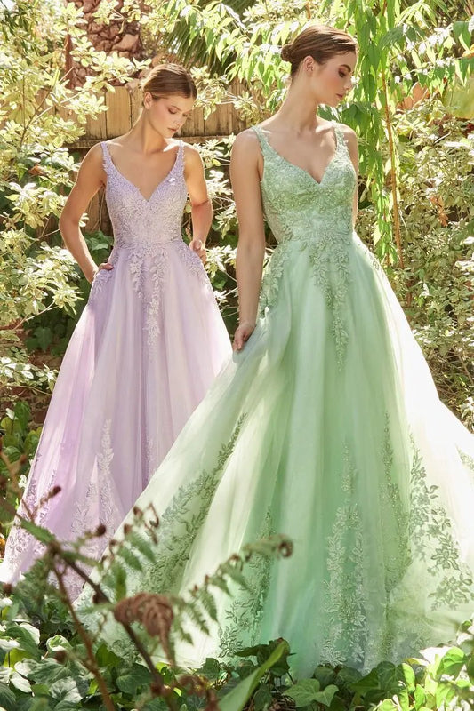 Pastel Elysium Lace V-Neck Gown by Tux-USA