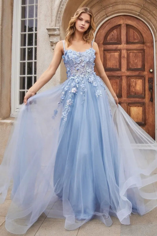 Floral Applique A-Line Gown by Tux-USA