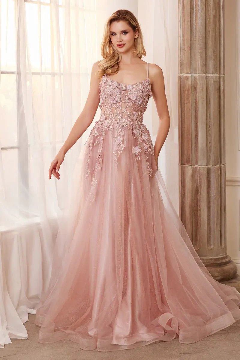 Floral Applique A-Line Gown by Tux-USA