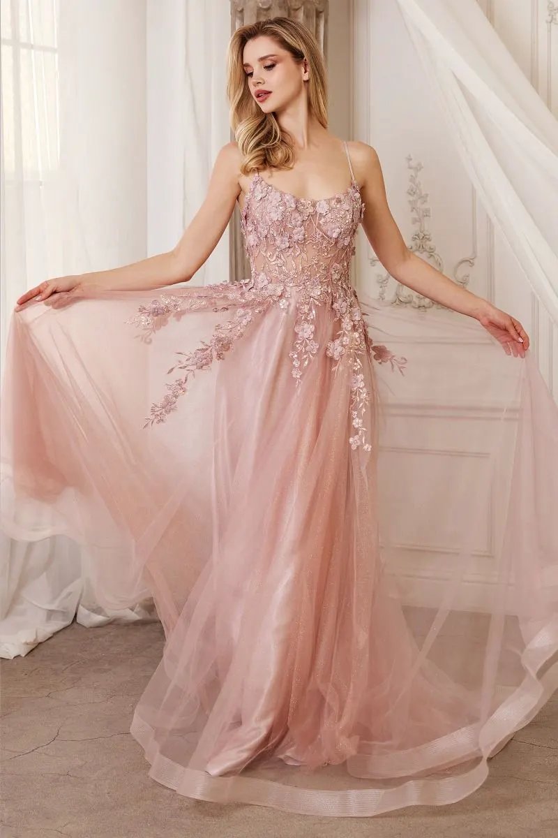Floral Applique A-Line Gown by Tux-USA