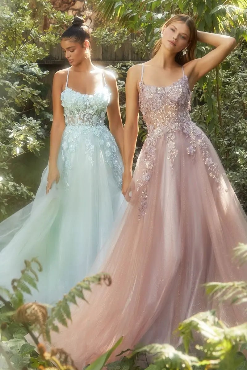 Floral Applique A-Line Gown by Tux-USA