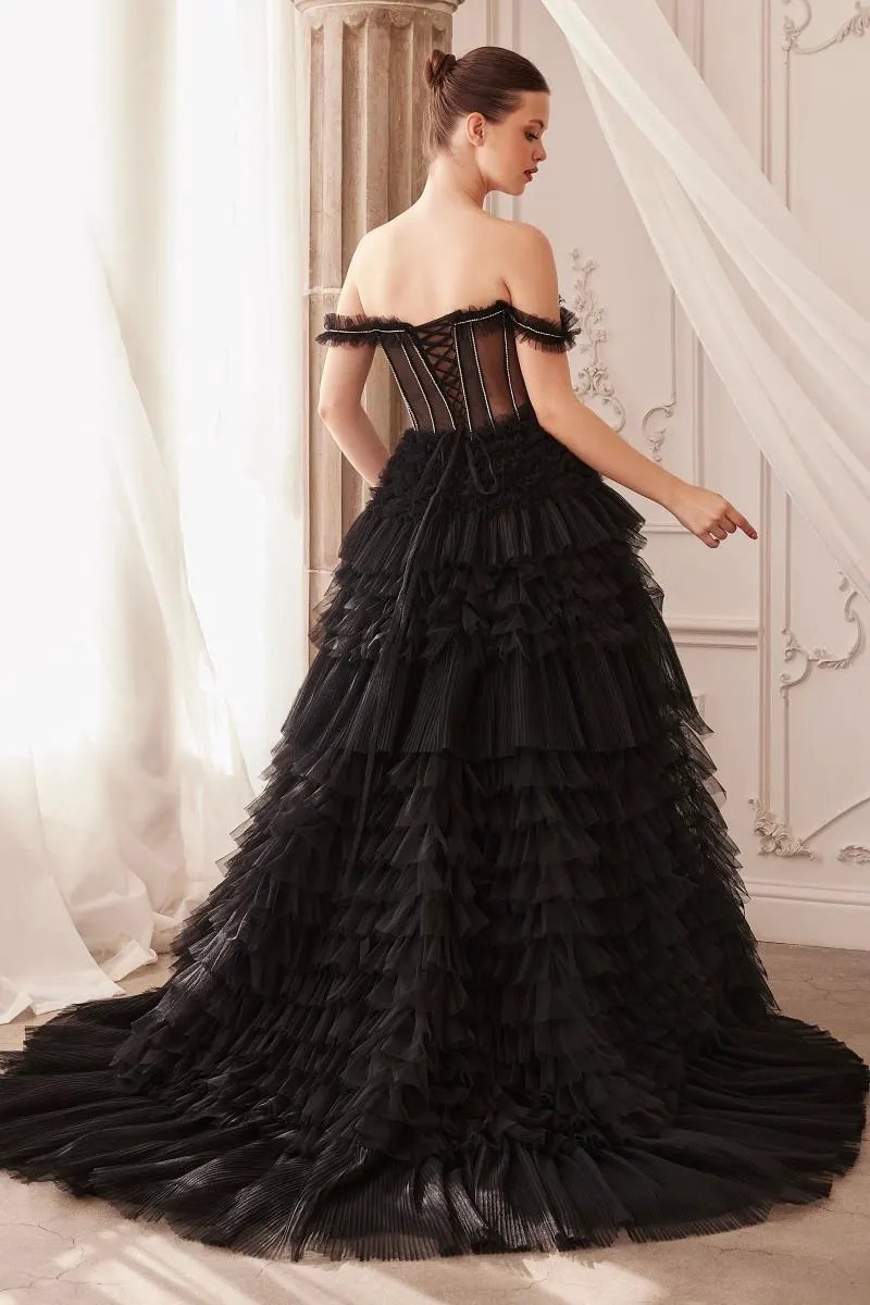 Rhinestone Corset Ruffle Gown by Tux-USA