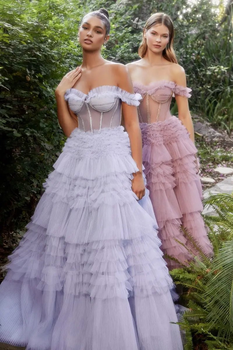 Rhinestone Corset Ruffle Gown by Tux-USA