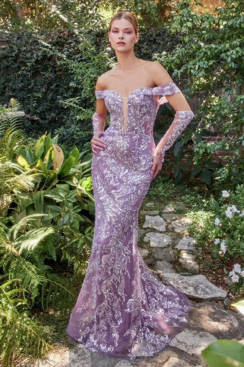 Dusk Glass Bead Gown With Matching Gloves by Tux-USA