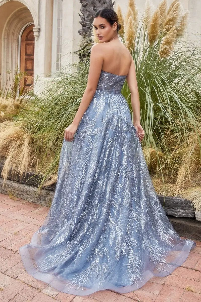Shimmer Leaf Motif Ball Gown With Matching Shawl by Tux-USA
