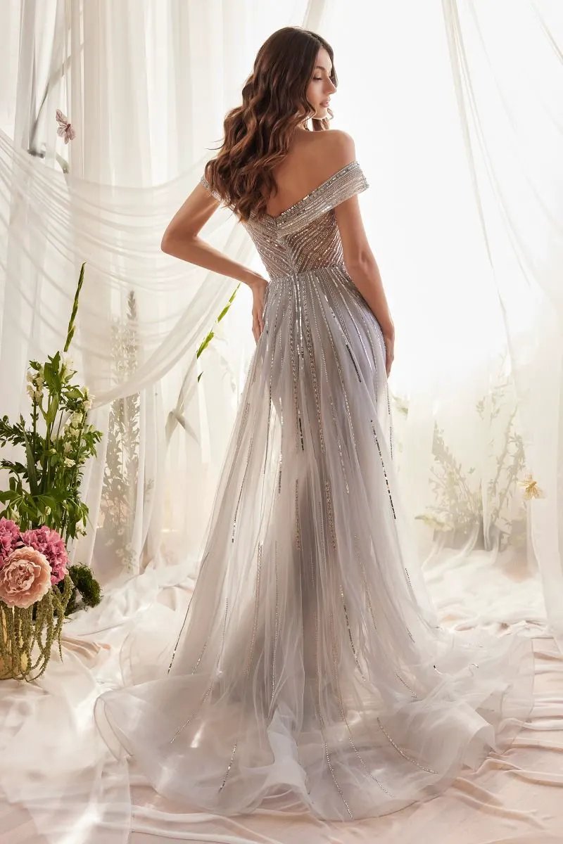 Silver Siren Bead Gown With Overskirt by Partner Label