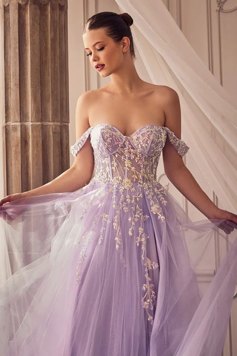 Off The Shoulder A-Line Layered Gown by Tux-USA