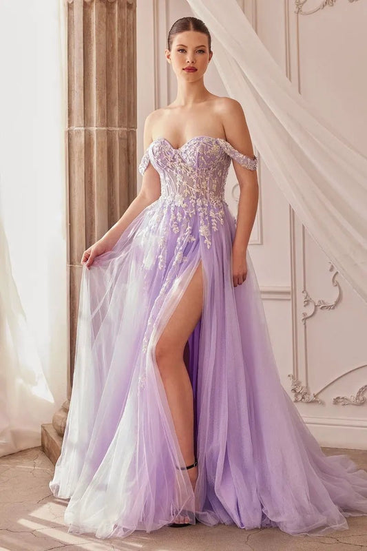 Off The Shoulder A-Line Layered Gown by Tux-USA
