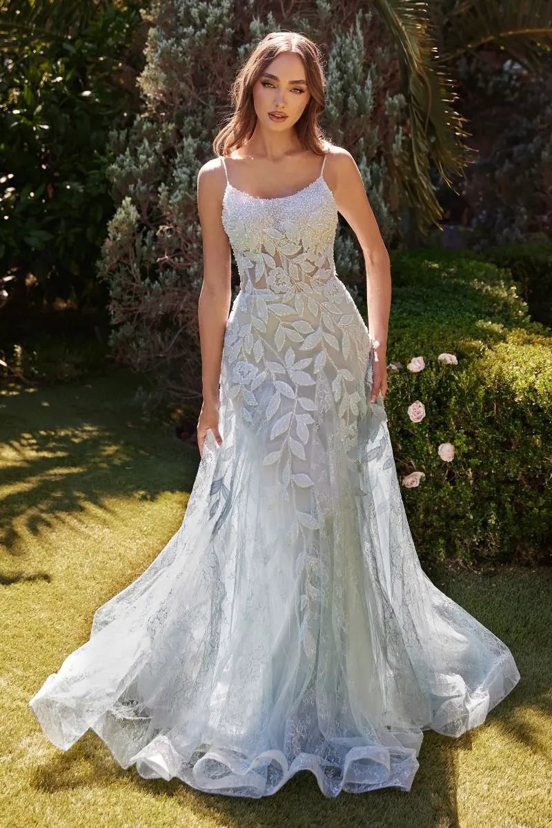 Floral Motif Beaded A-Line Dress by Tux-USA