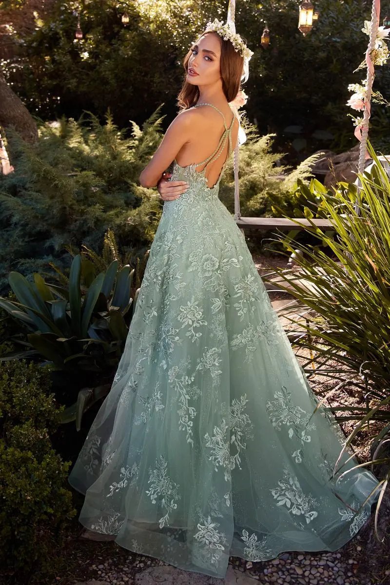 Lace Embellished A-Line Dress by Tux-USA