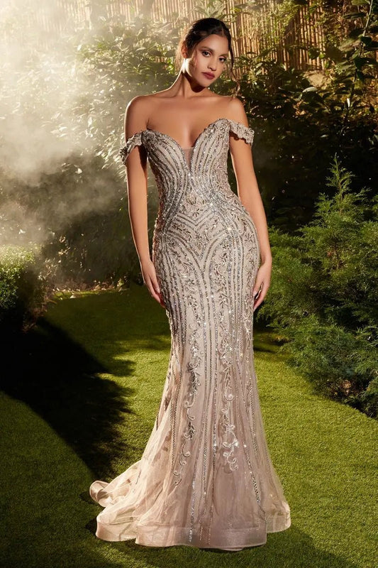 Off The Shoulder Embellished Gown by Tux-USA