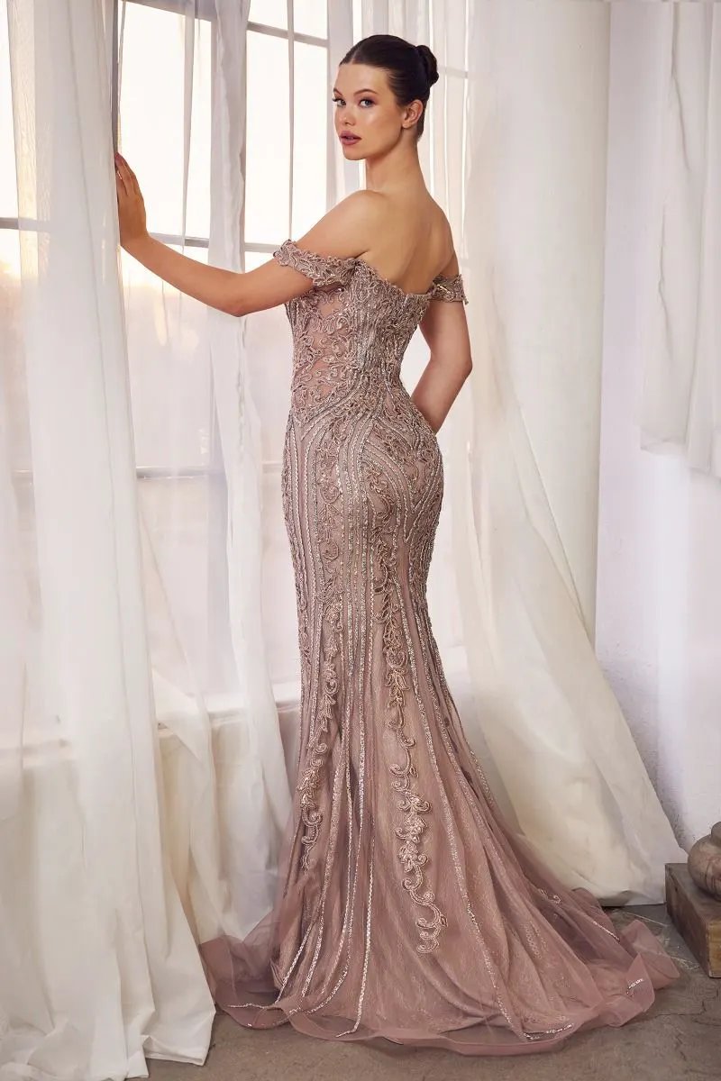 Off The Shoulder Embellished Gown by Tux-USA