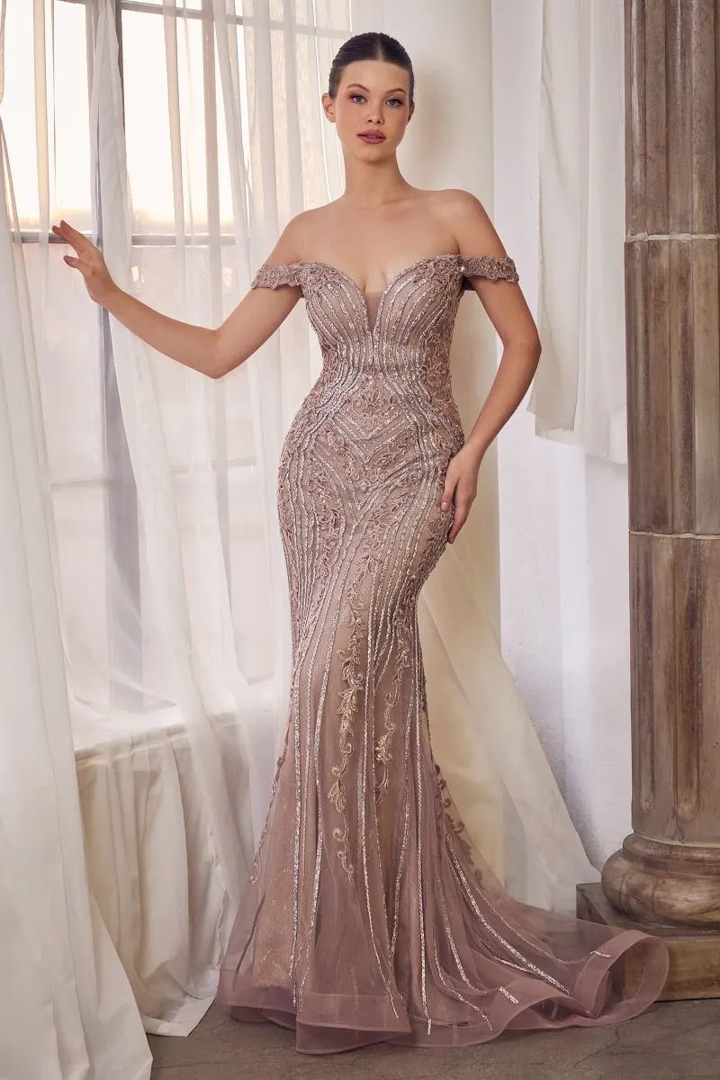 Off The Shoulder Embellished Gown by Tux-USA
