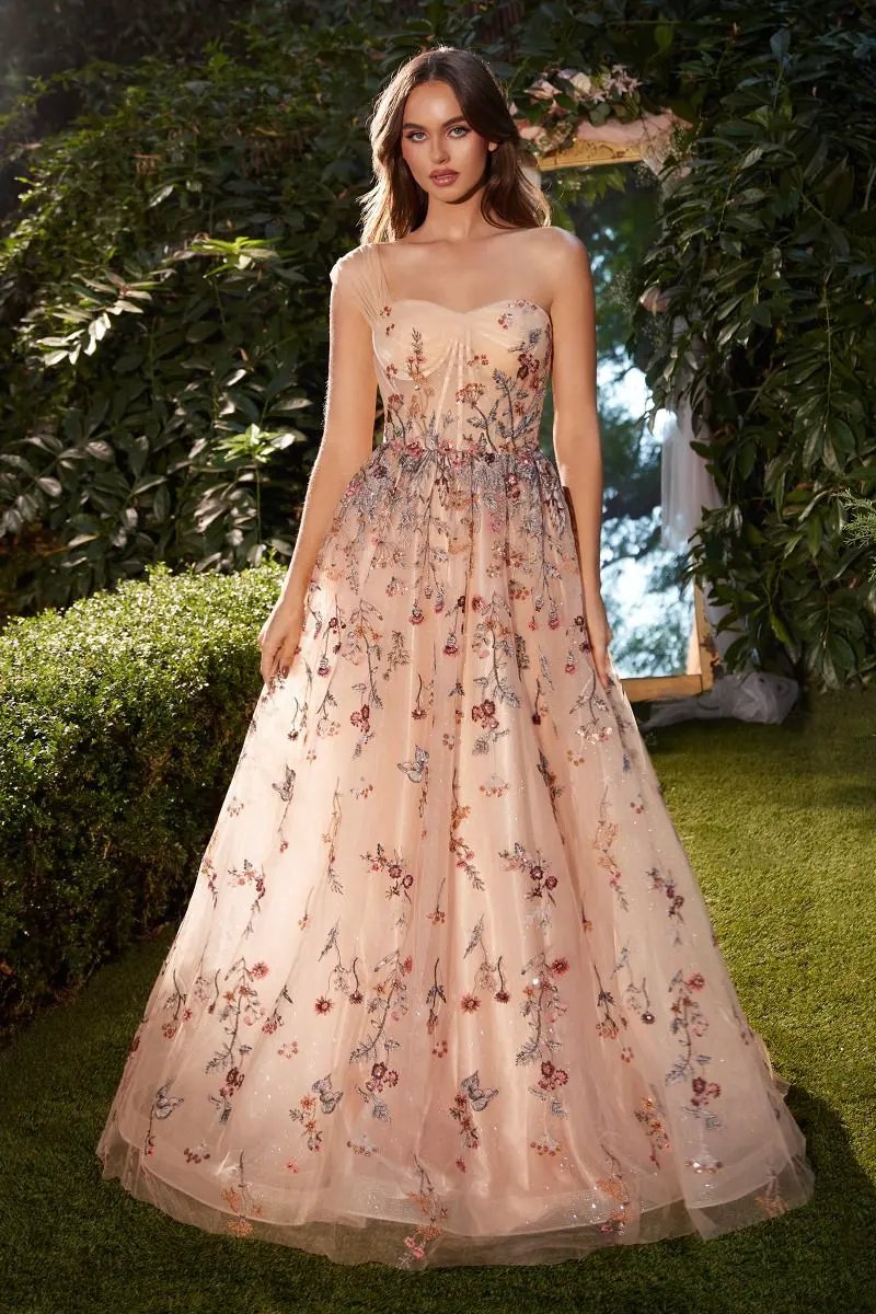 Floral Embroidered A-Line Dress by Tux-USA
