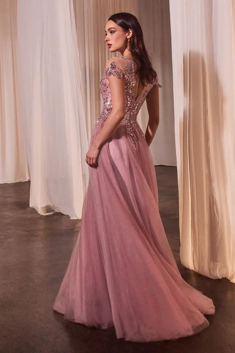 A-Line Cap Sleeve Ball Gown by Tux-USA