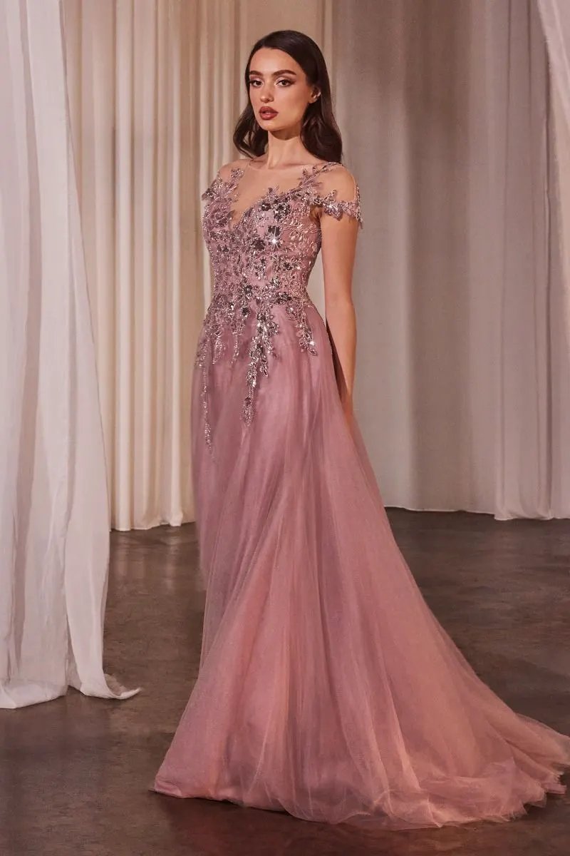 A-Line Cap Sleeve Ball Gown by Tux-USA