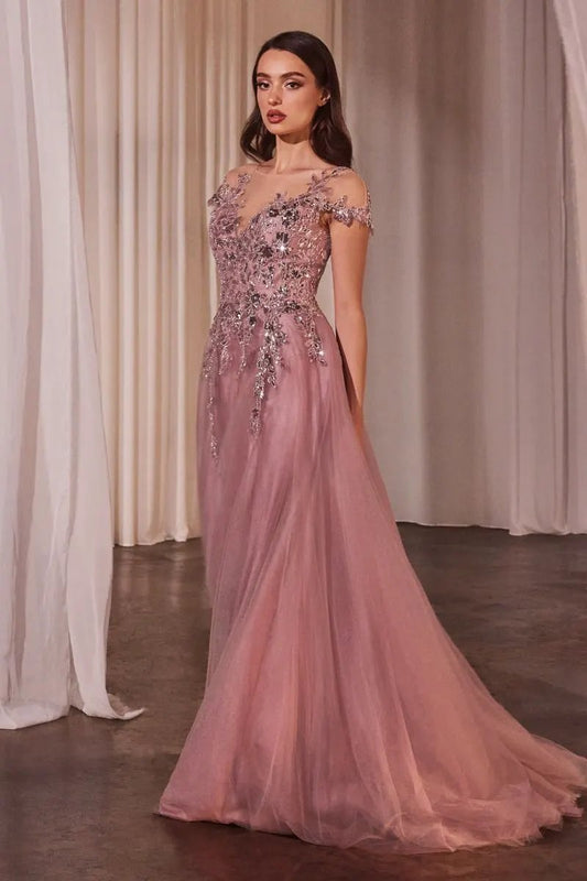 A-Line Cap Sleeve Ball Gown by Tux-USA