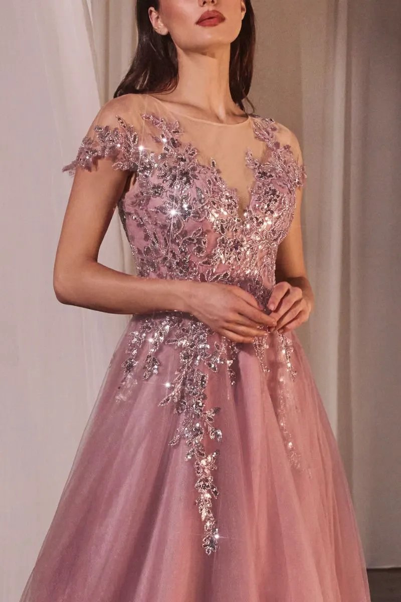 A-Line Cap Sleeve Ball Gown by Tux-USA