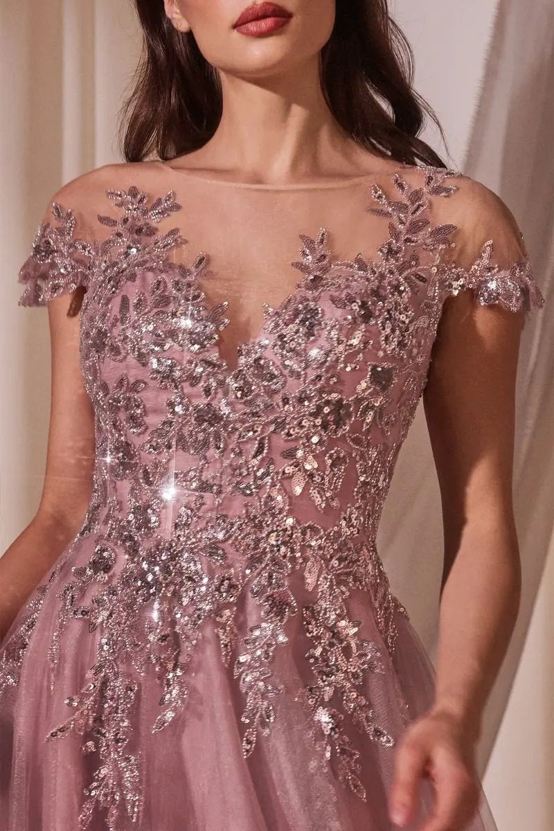 A-Line Cap Sleeve Ball Gown by Tux-USA
