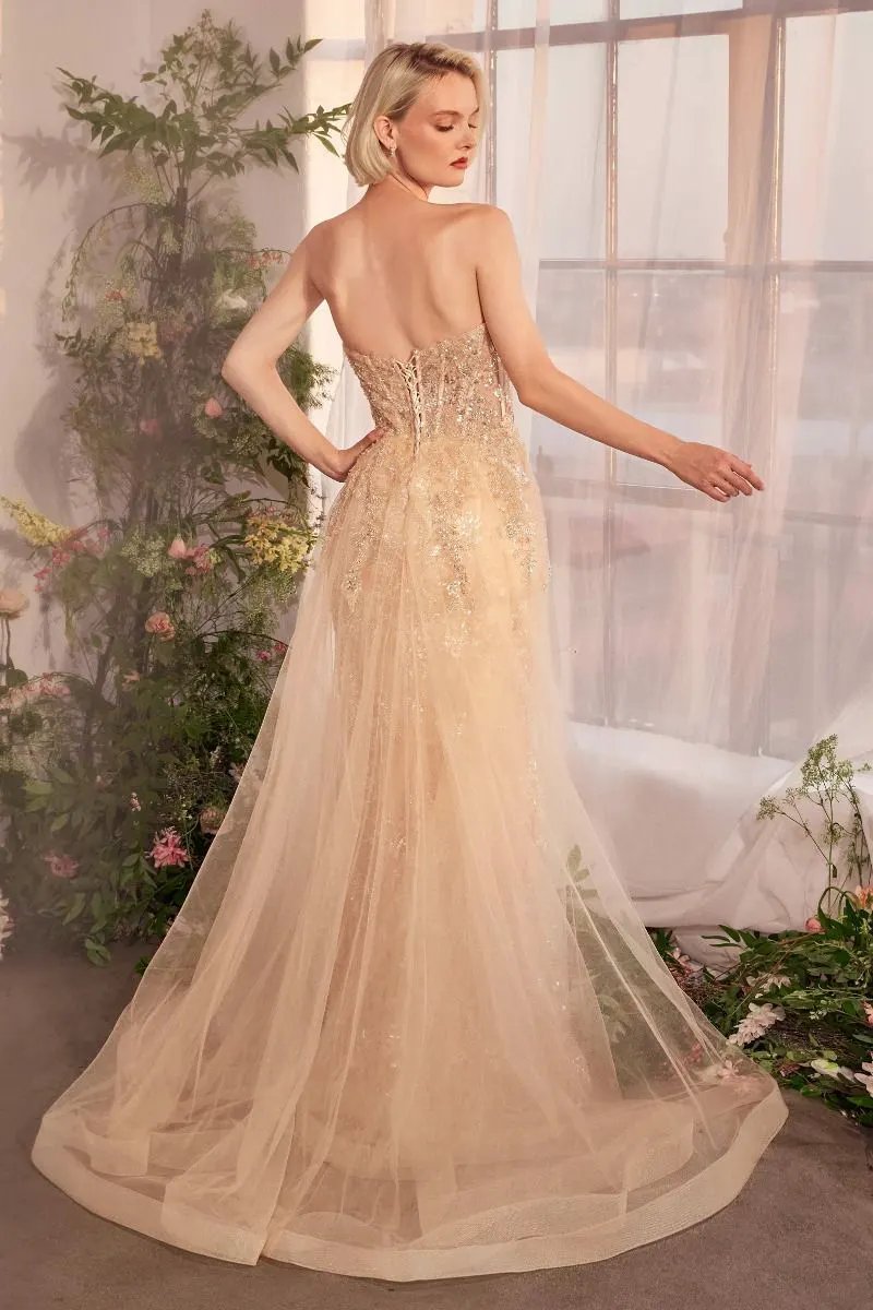 Strapless Overskirt Glimming Gown by Partner Label