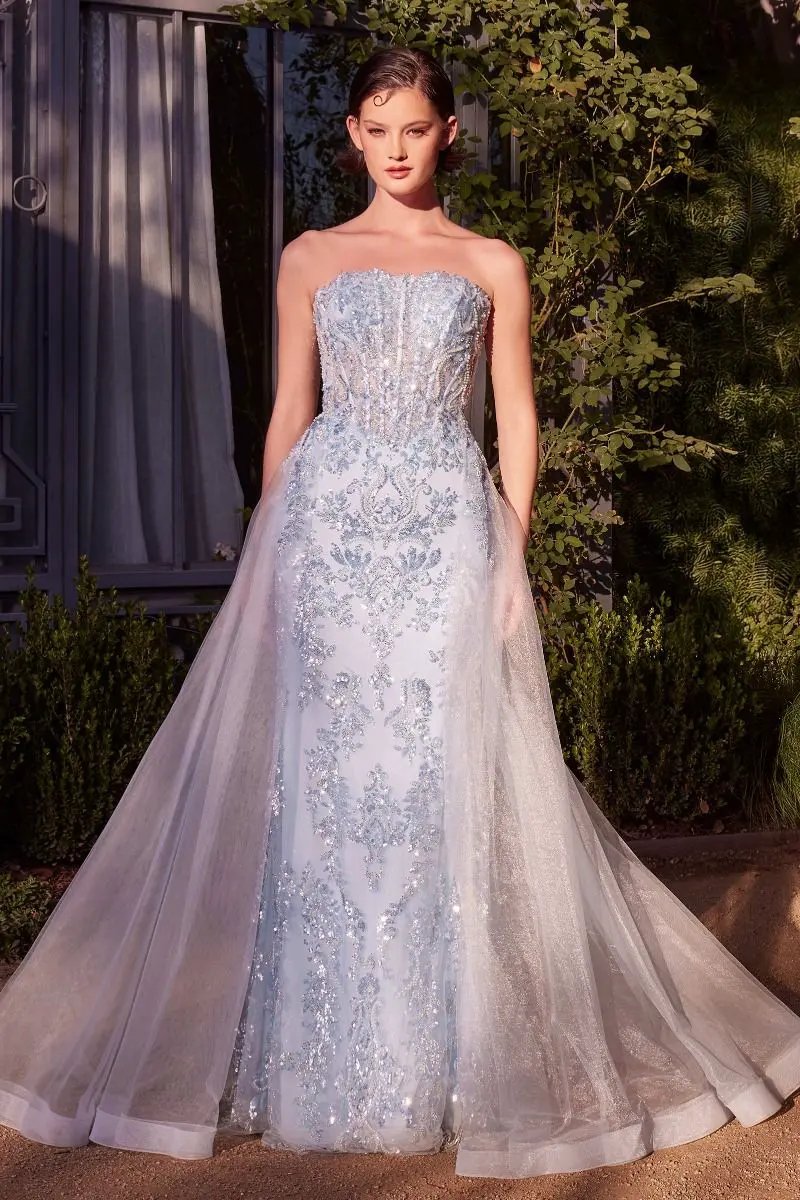 Strapless Overskirt Glimming Gown by Partner Label