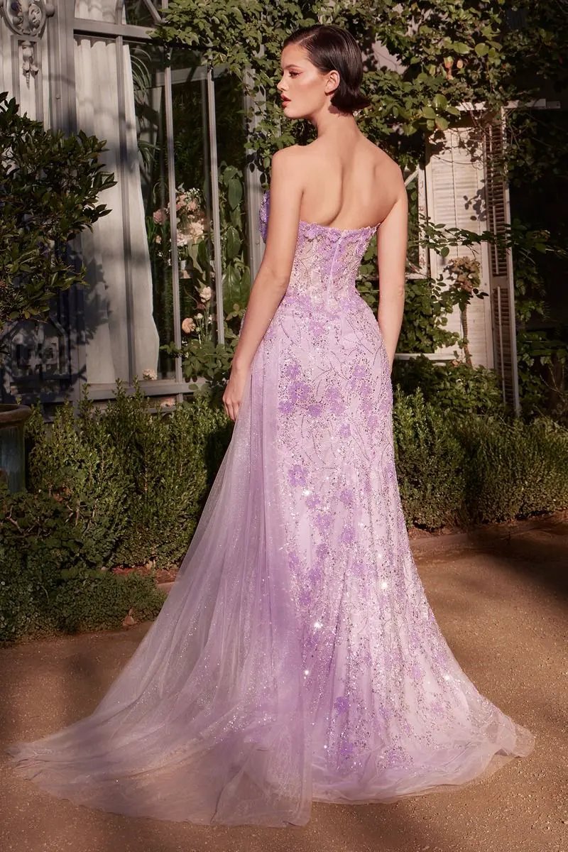 Floral Motif Strapless Fitted Gown by Tux-USA