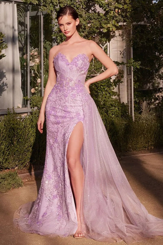Floral Motif Strapless Fitted Gown by Tux-USA