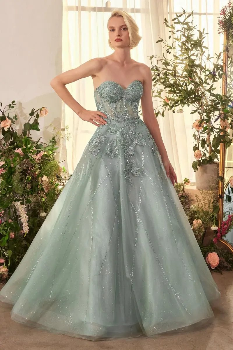Strapless Embellished Tulle Ball Gown by Tux-USA