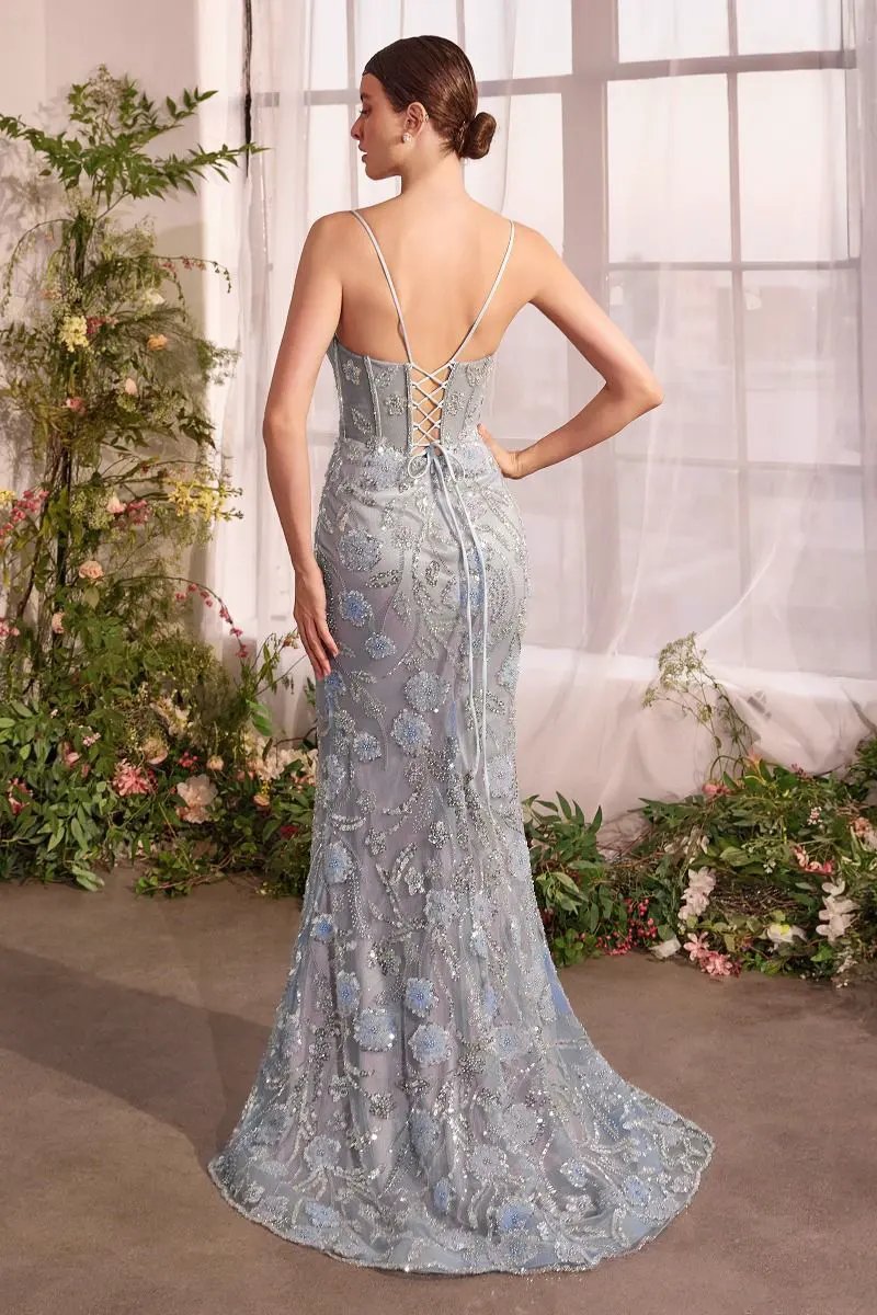 Metallic Floral Mermaid Gown by Tux-USA