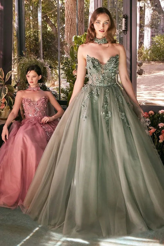 Strapless Lace Ball Gown & Choker by Tux-USA