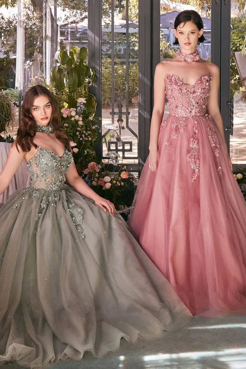 Strapless Lace Ball Gown & Choker by Tux-USA