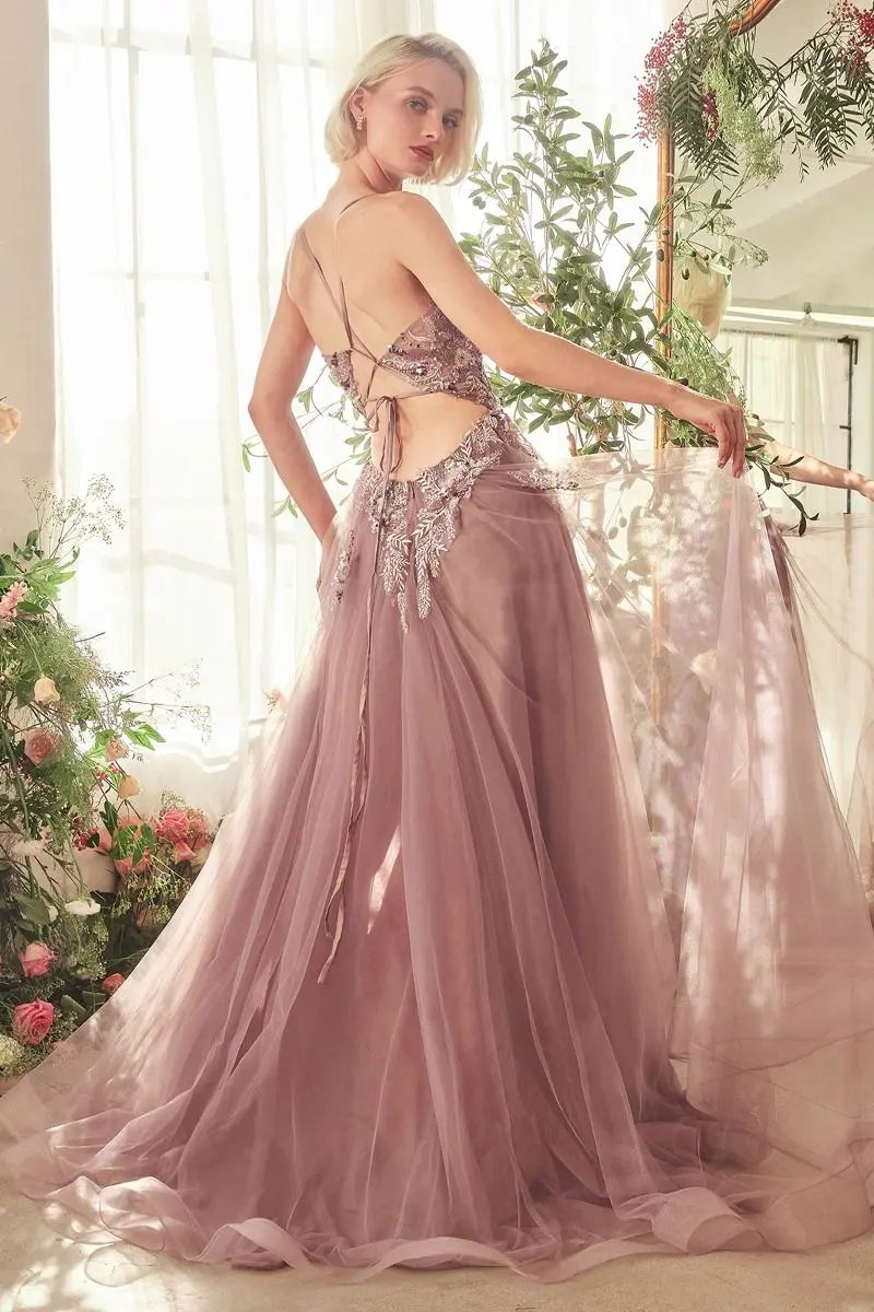 English Violet A-Line Layered Tulle Gown Of Whimsy by Tux-USA