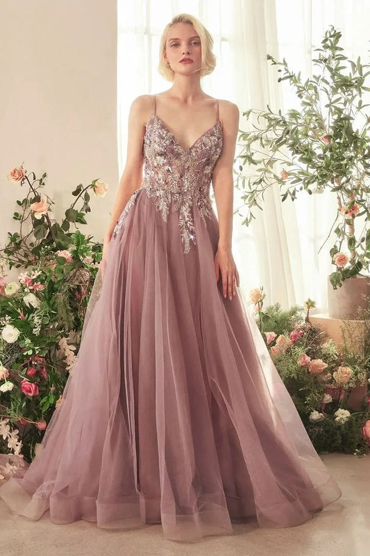 English Violet A-Line Layered Tulle Gown Of Whimsy by Tux-USA