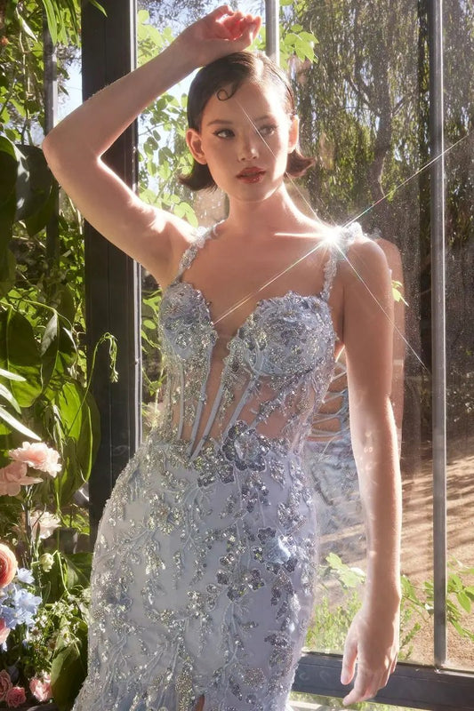Sequin Lace Applique Mermaid Gown by Tux-USA