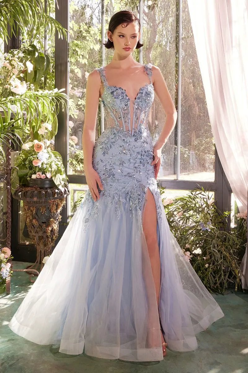 Sequin Lace Applique Mermaid Gown by Tux-USA