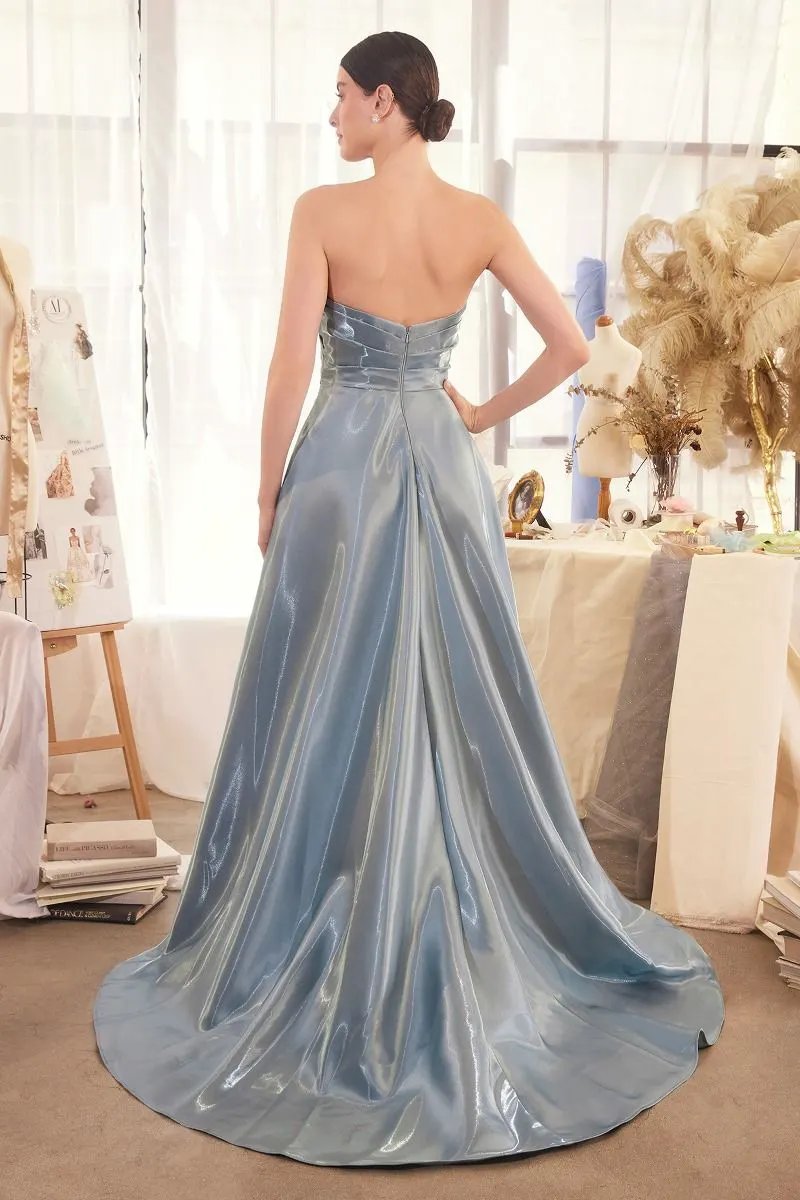 Pleated Origami Liquid Taffeta Gown by Tux-USA
