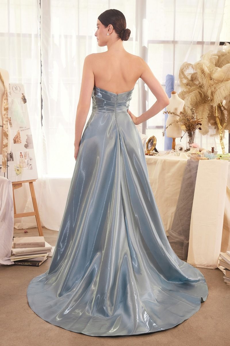 Pleated Origami Liquid Taffeta Gown-1