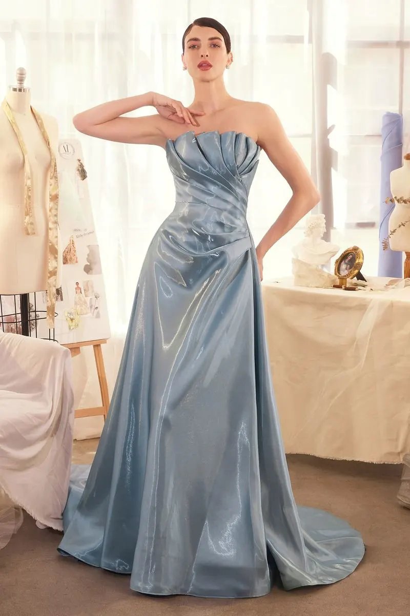 Pleated Origami Liquid Taffeta Gown by Tux-USA