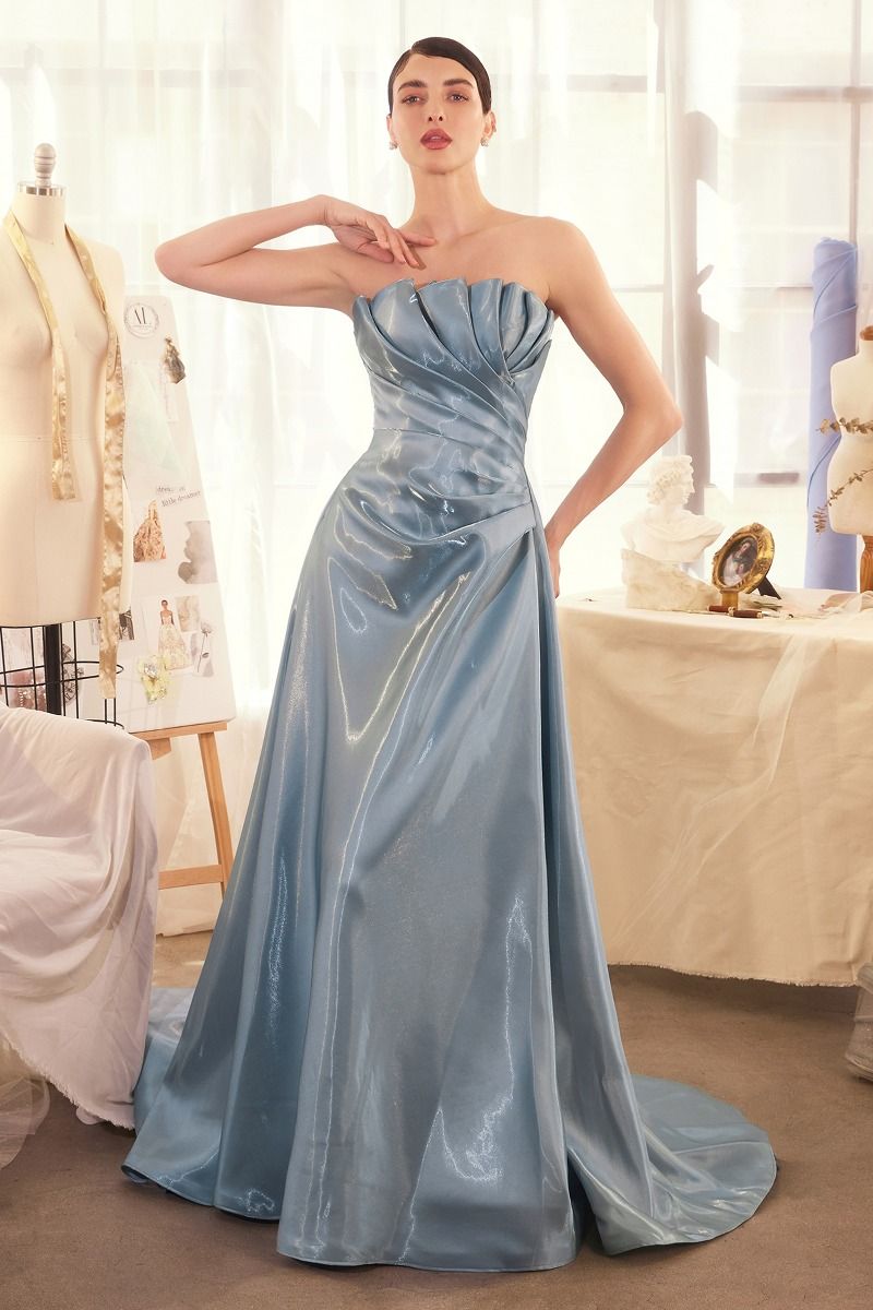 Pleated Origami Liquid Taffeta Gown-2
