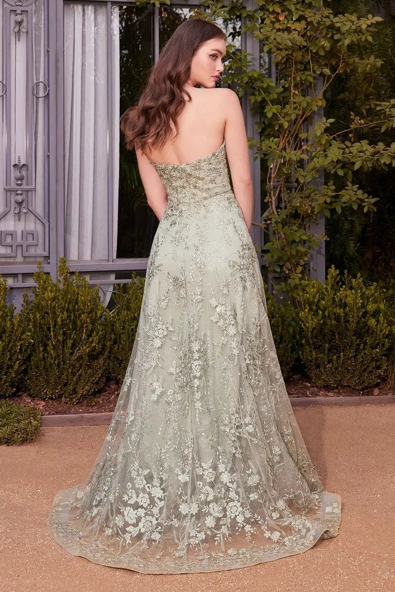 Floral Lace Gown With A Cape by Tux-USA