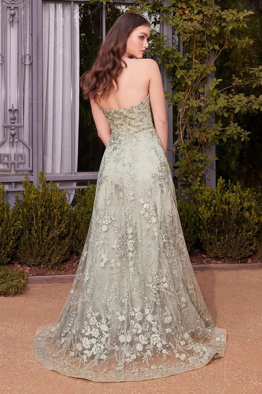 Floral Lace Gown With A Cape by Tux-USA