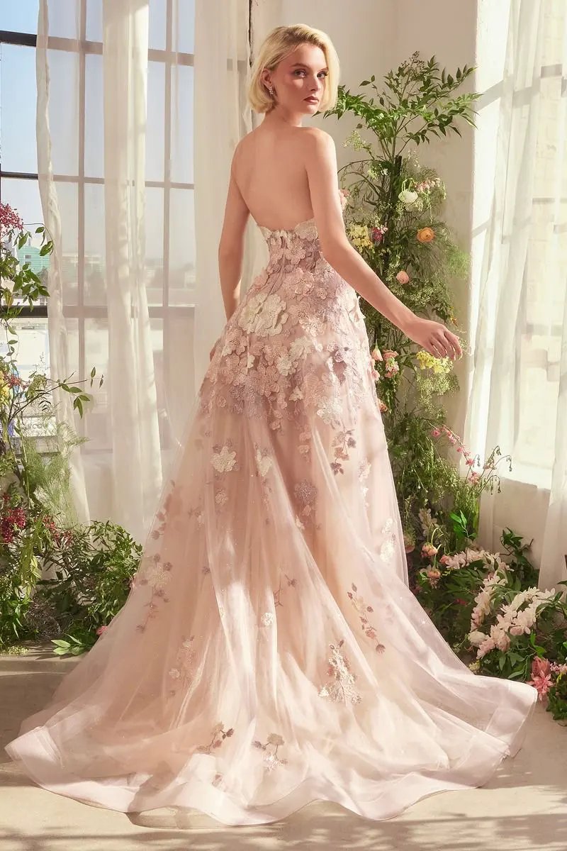 Spring Floral Applique A-Line Gown by Tux-USA