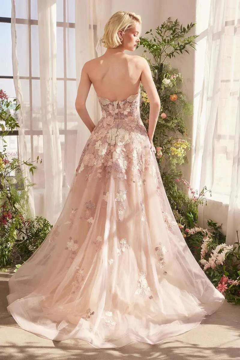 Spring Floral Applique A-Line Gown by Tux-USA